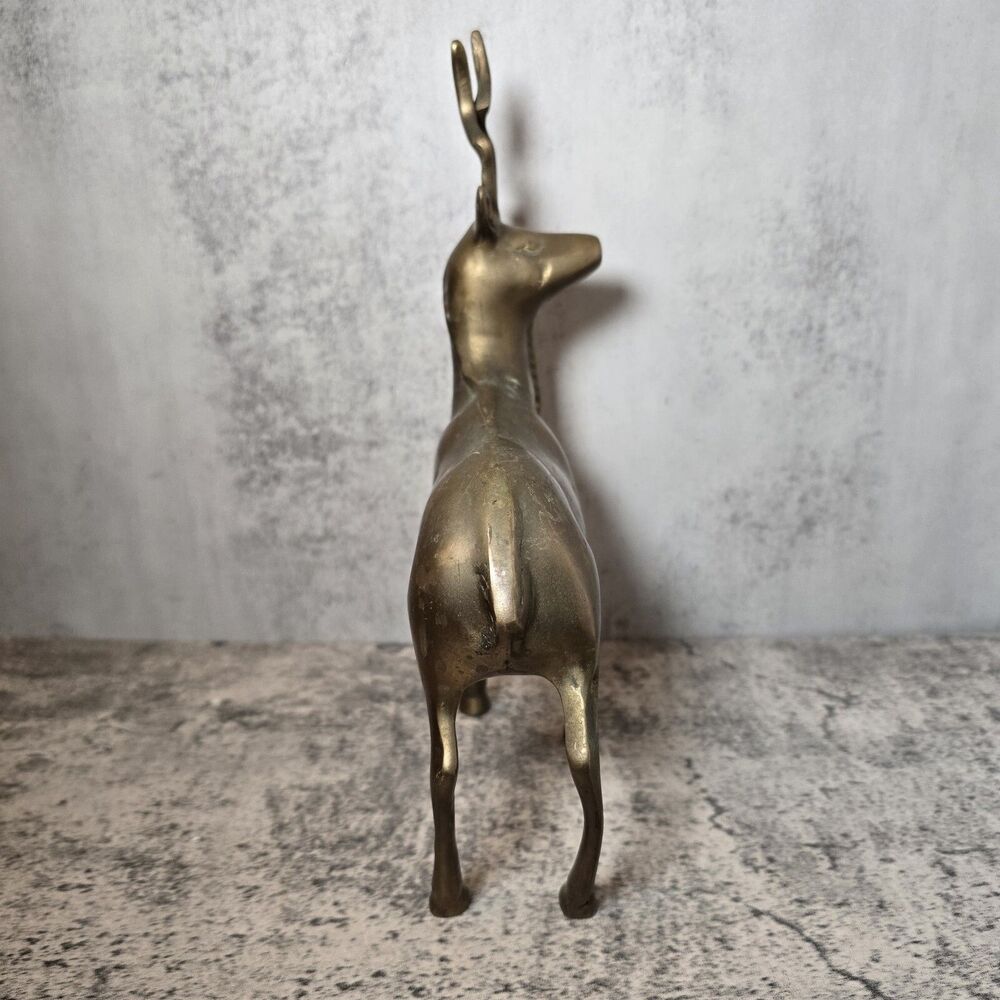 Vintage Mid Century Modern brass Antelope Deer figurine 10x6.5 - Picture 6 of 7